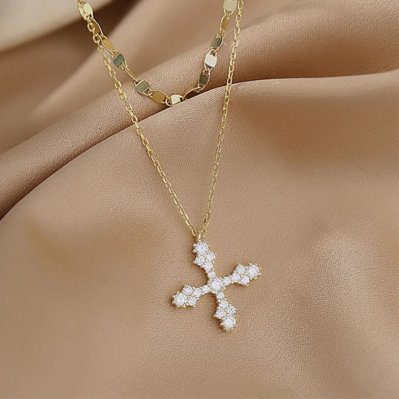 

S925 Sterling Silver Double Layer Clavicle Necklace for Women Luxurious AAA Zircon Clavicle Chain Wedding Jewelry Accessories