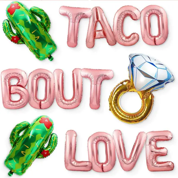 Баннер для воздушных шаров Taco Post Love розовое золото | Украшения Мексиканская
