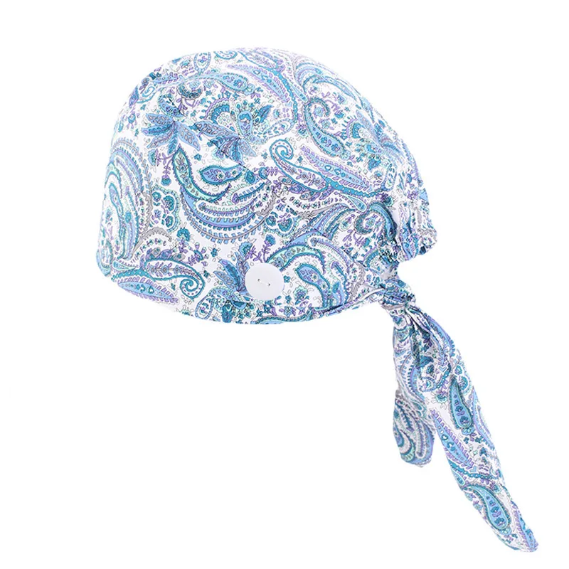 

Pure Cotton Printed Hand Bandage Hair Cap Buckle And Anti Strangulation Hat Coloring Styling For Women Sleeping Lace-Up