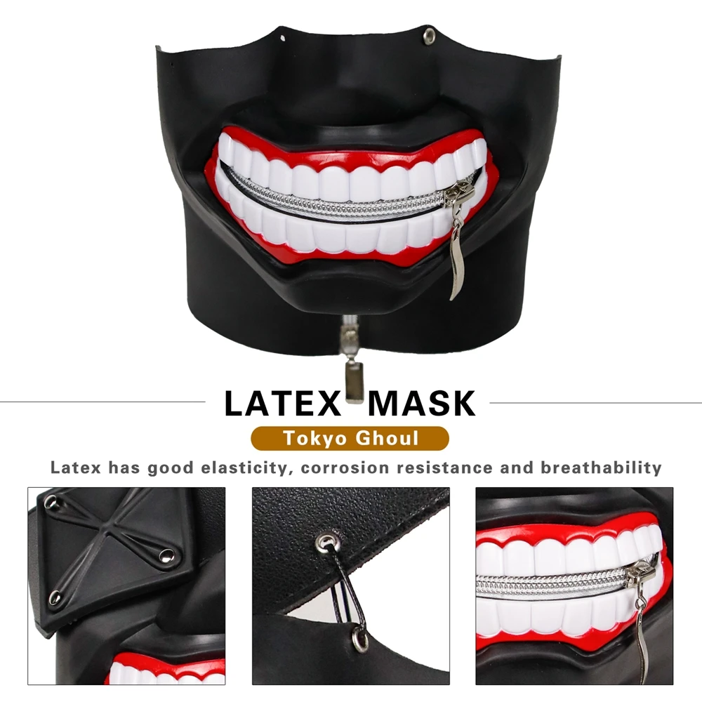 Маска для взрослых Waylike Tokyo Ghoul Kaneki Ken Latex на Хэллоуин, косплей, аниме костюм.