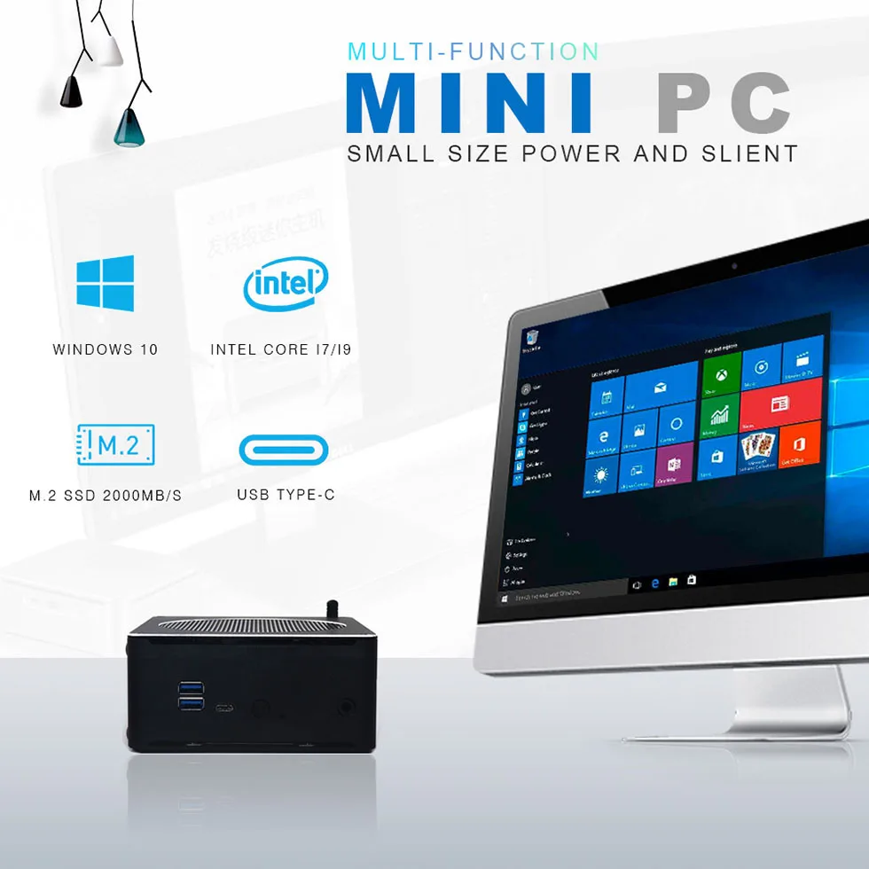 9 й маленький портативный ПК Intel core i9 9880H HDMI DP M.2 SSD Type C USB3.0 i7 9850H i5 9300H мини настольный