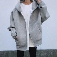 2022 autumn and winter new fashion womens long sleeved personality street sweater zipper hooded long plus velvet sweater women