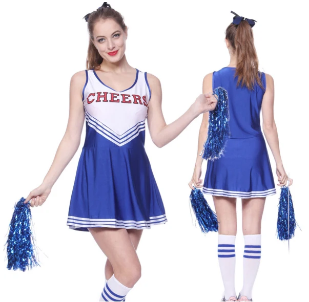 Женские костюм Болельщицы Sexy Cheer средней школы для девочек костюмированной