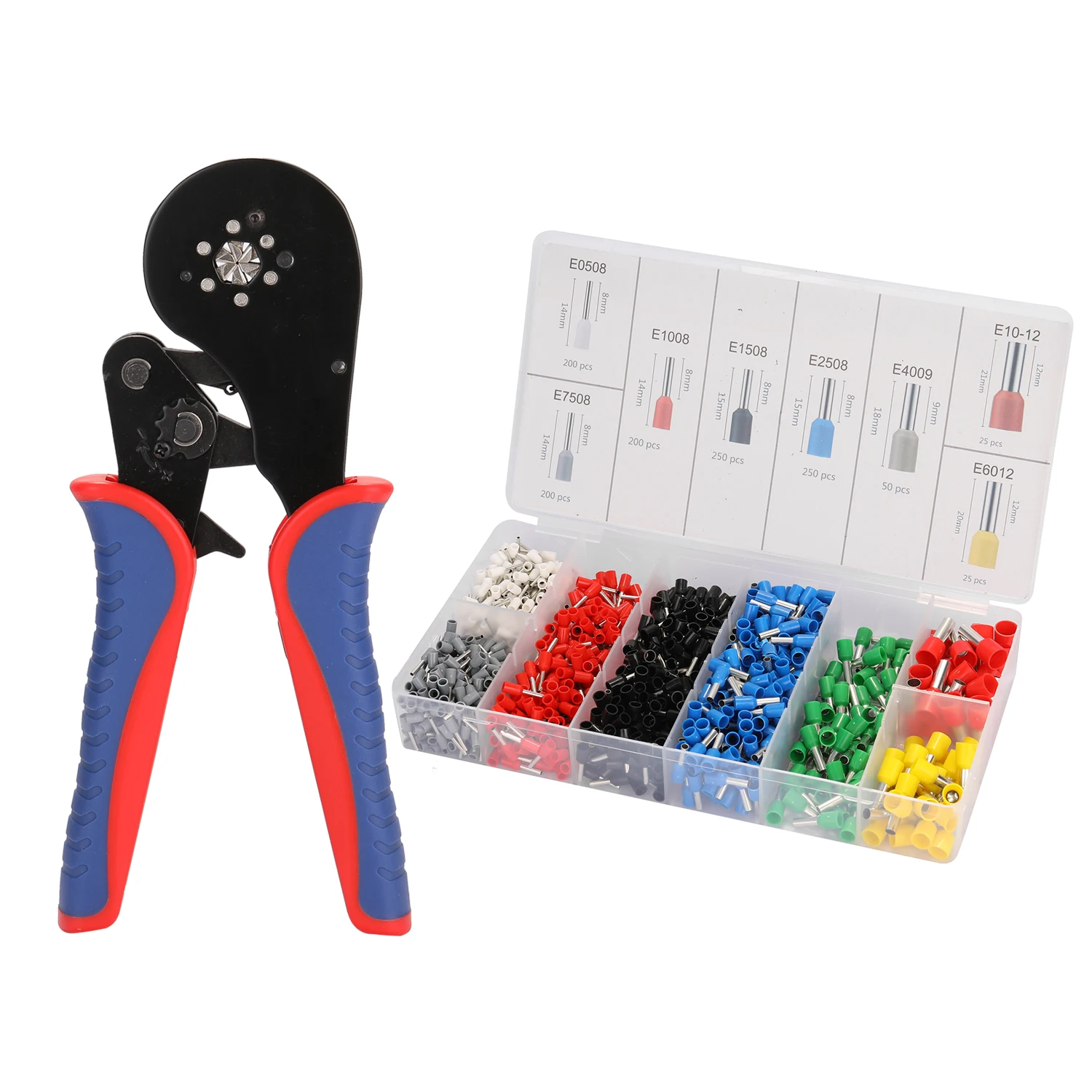 

HSC8 16-6 0.08-16m㎡ Ferrule Crimping Tool High Hardness Crimper Plier with1200pcs Wire Ferrules Crimp Ends Terminal Multi-tool