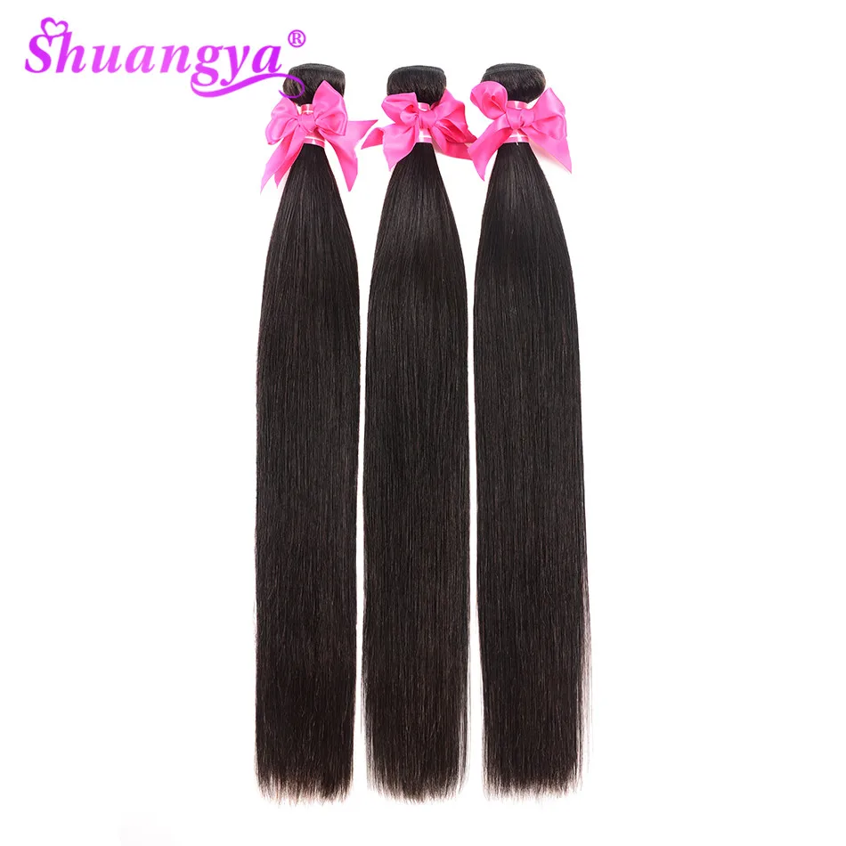 

Волосы Shuangya, прямые бразильские пучки волос, 100% человеческие волосы, 3 пряди, наращивание волос без повреждений, волосы натурального цвета, в...