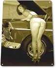 PixDecor рабочие каблуки пинап девушка сексуальный горячий стержень автомобиль гараж магазин мужская пещера Декор металлический жестяной знак Забавный металлический знак металлический декор