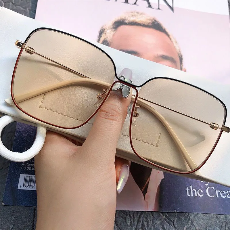 

YJ6225 2021 New Vintage Large Frame Women Sunglasses Lady Luxury Retro Metal Glasses Vintage Mirror UV400 Oculos De Sol Shopping