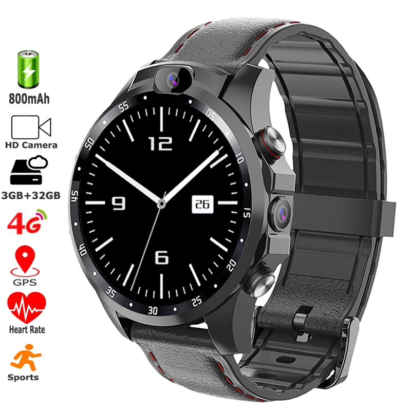 Cheap 5MP Dual Cameras 4G Smart Watch Wifi GPS 32GB MT6739 Quadcore 1.25GHz 800mAh Men Waterproof Sports Fitness Tracker Smartwatch