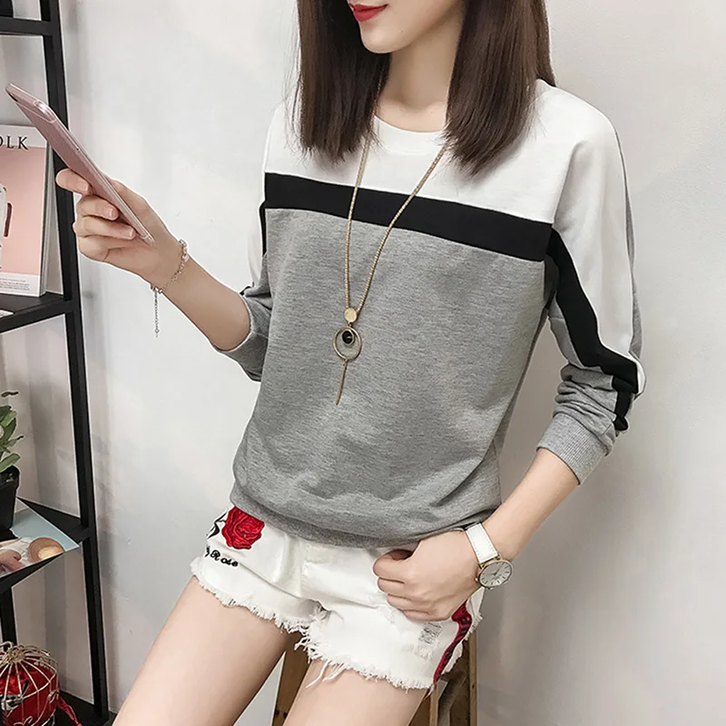 

Autumn Winter Long Sleeve T Shirt Women Tops Tshirt Women T-shirt O-neck Loose Cotton Blend Plus Size Tee Shirt Femme