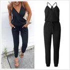 Комбинезон женский, на бретелях, с V-образным вырезом, без рукавов, с карманами, летний