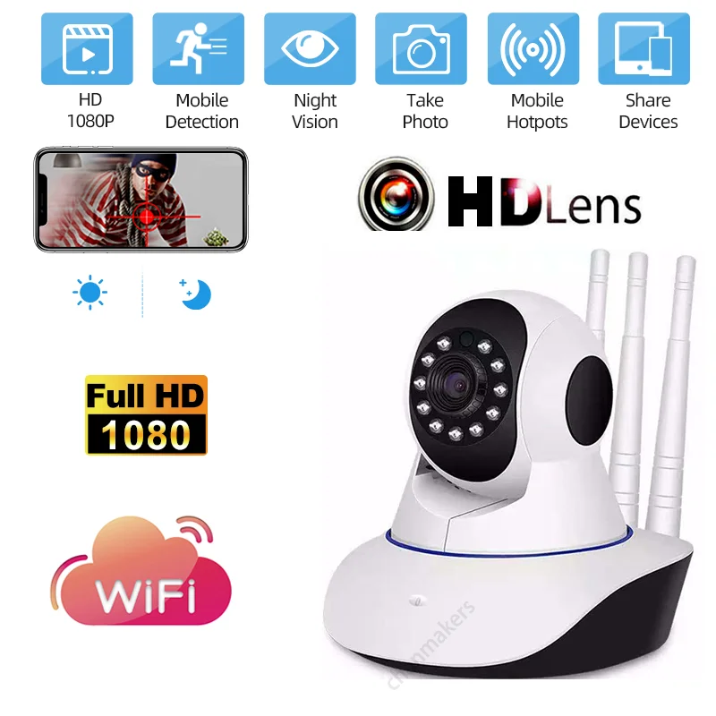 Wi Fi IP Камера HD 1080P Беспроводной Крытый ночного видения двухстороннее обнаружения