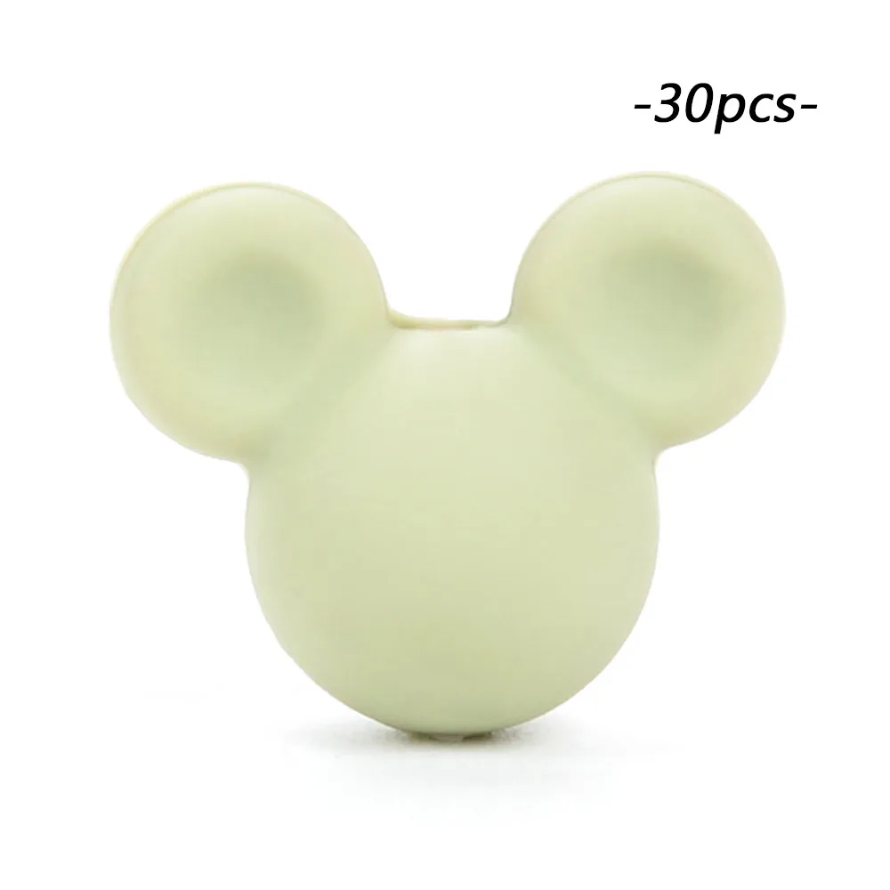 lint LOFCA 30 шт Микки силиконовые бусины BPA бесплатно мультфильм детские игрушки для прорезывания зубов пищевой силикон для кормления ожерелье для изготовления соски цепь - Цвет: lint