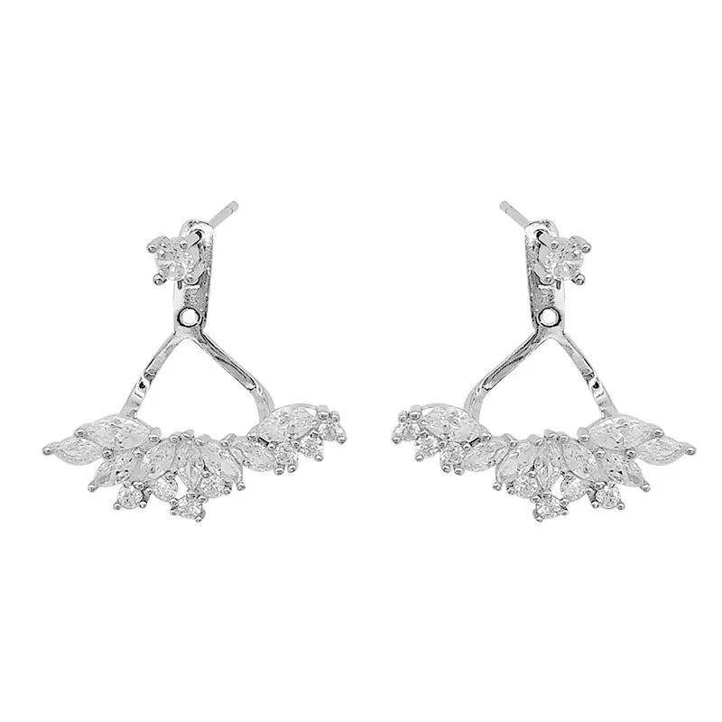 

100% 925 Sterling Silver Stud Earrings For Women Zircon Wing Light Luxury Earings Fashion Jewelry High Quality Wedding Party
