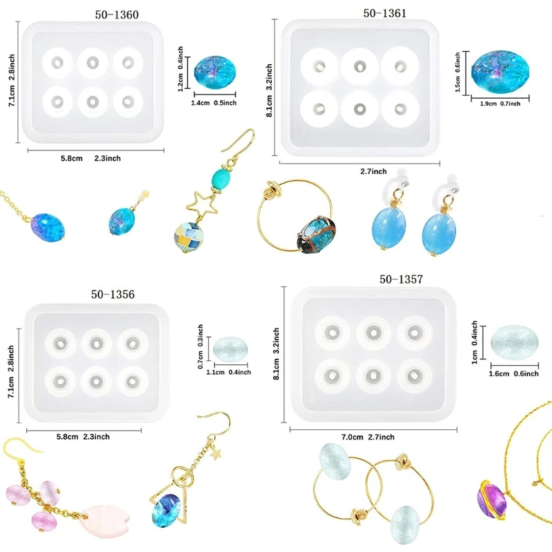 

12 Pcs/Set Crystal Epoxy Resin Mold Bracelet Necklace Beaded Silicone Mould DIY Handmade Crafts Jewelry Pendants Making C7AE