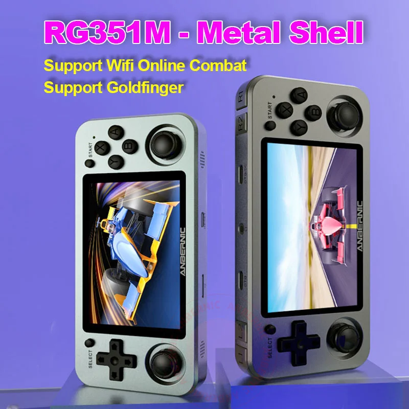 

ANBERNIC-consola de videojuegos RG351M RG351P Retro, carcasa de aleación de aluminio, 2500 Juegos, consola portátil RG351, Mando