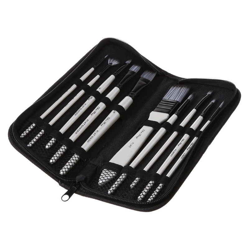

10Pcs Nylon Hair Art Painting Brushes Set Acrylic Oil Watercolor Artists Paint Brush Set Drawing Supplies 32CB