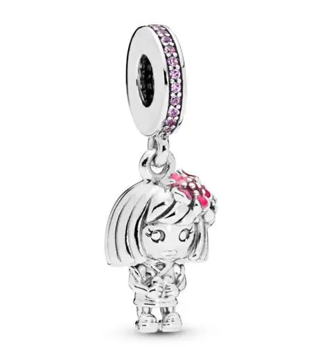 

Genuine 925 Sterling Silver Bead Chinese Flower Girl Pendant Charm Fit pandora Women Bracelet & Necklace Diy Jewelry