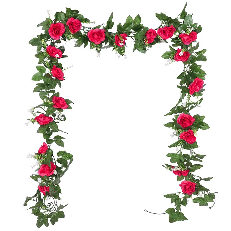 Zerolife Aritficial Flowers Garland Rose Flower Wall For Home Decorations Wedding Fake Vine Ivy Christmas Noel | Дом и сад