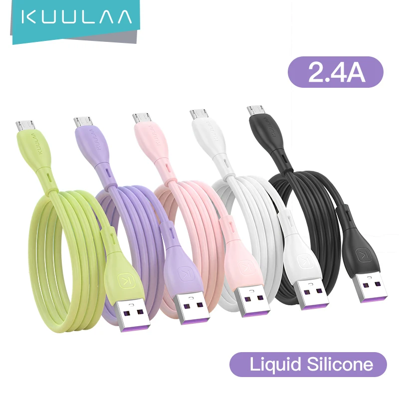 KUULAA-Cable de silicona líquida para móvil, Cable Micro USB de carga rápida...