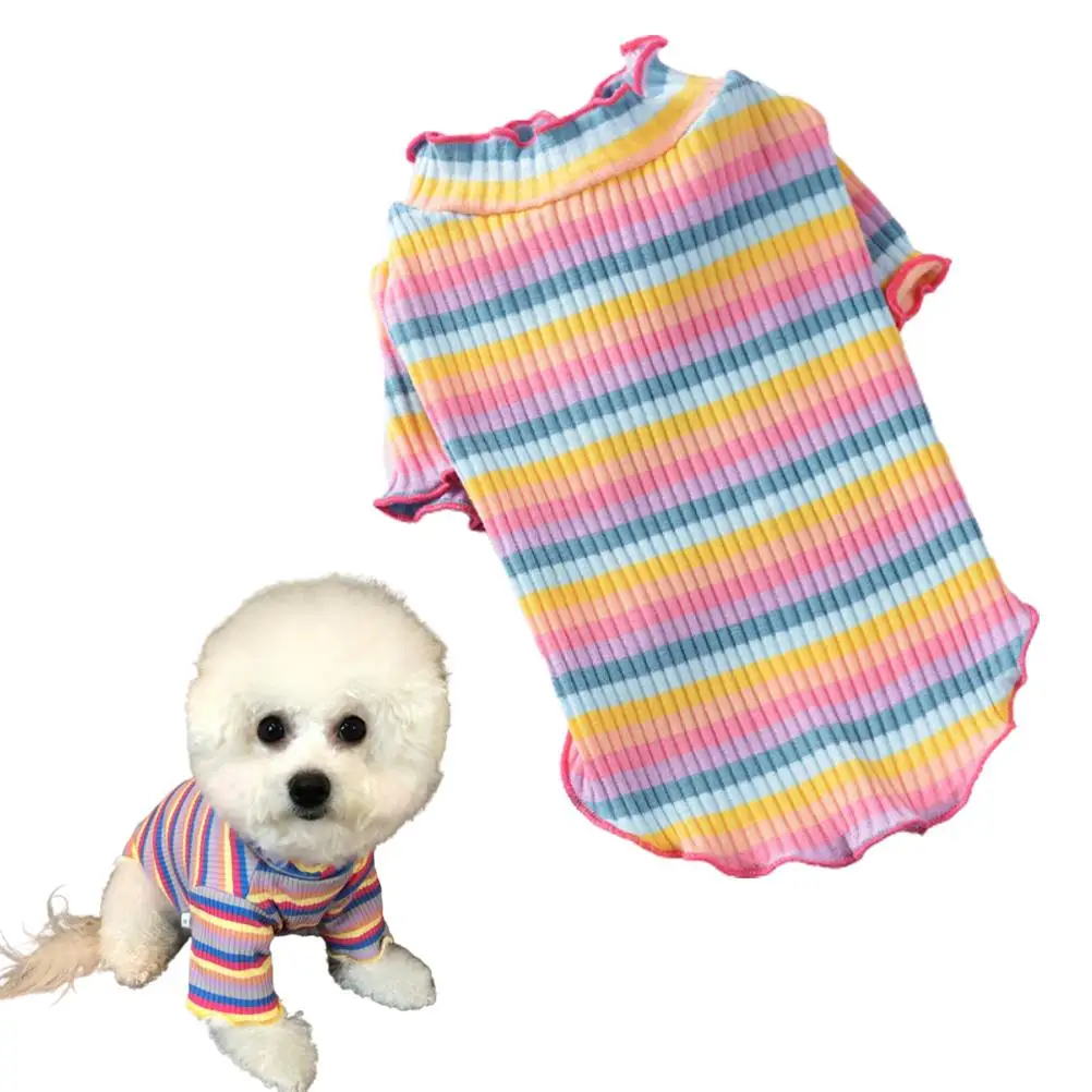 

Rainbow Cotton Pet Dog Clothes Autumn Winter Pet T-Shirt Fashion Lovely Pet Supplies