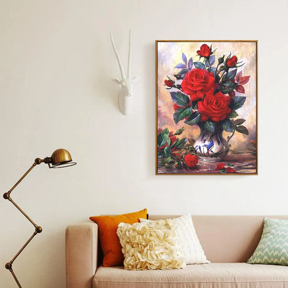 Алмазная живопись цветок вышивка крестиком полноразмерная цветочные картины