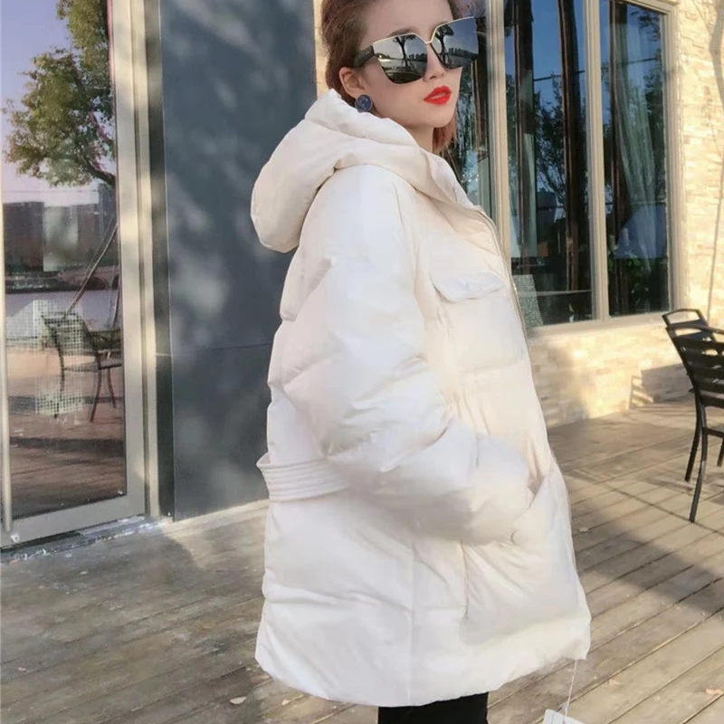 Puffer Jackets for Women Hooded 2022 Winter Long Coat 4 Colors Femme Padded Parkas Korean Style Autumn Black Guangzhou Clothing