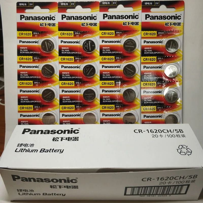 

100pcs 100% Genuine Panasonic original brand new battery cr1620 3v button cell coin batteries for watch computer toy re