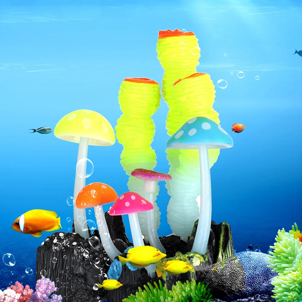 

Artificial Coral Plant Ornament Aquarium Fish Tank Underwater Night Light Decoration(Yellow)