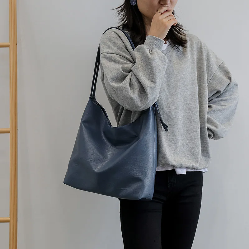 

Dropshopping Women Bag Handbag One-shoulder Messenger Tote Bag Lazy Style Soft Casual Big Bag Handbags for Women 2020
