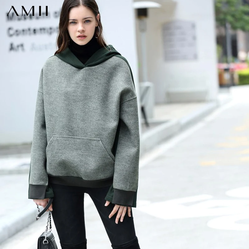 Минималистичная Женская толстовка Amii в стиле пэчворк Осенний Женский
