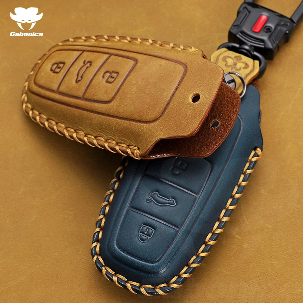 Leather Car Key Case For Audi A1 A3 A4 A5 A6 A7 A8 B9 Q5 Q7 R8 S5 S7 Q8 TT RS Remote Fob Shell Cover Protector Keyless Bag | Автомобили и