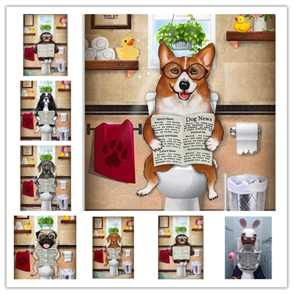 Алмазная 5D картина Туалет собака сделай сам вышивка крестиком мозаика искусство