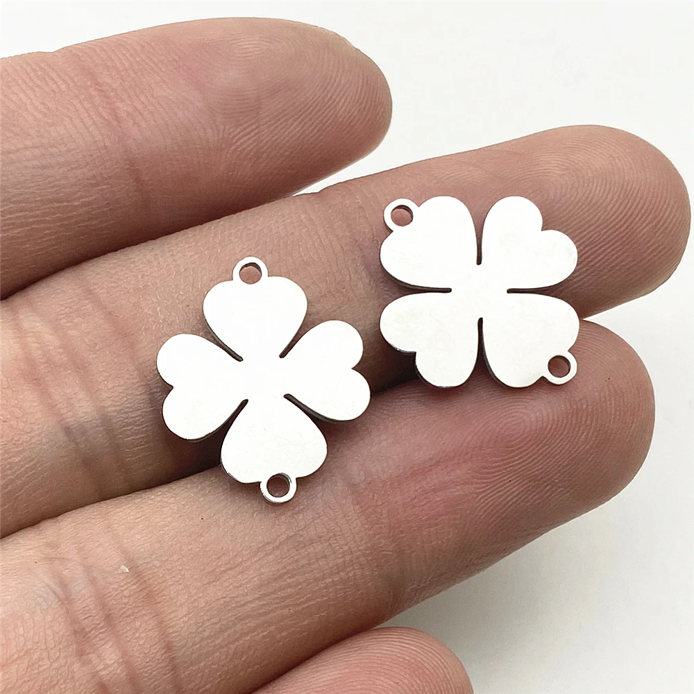 5 шт./лот из нержавеющей стали яркие серебряные соединители с 4 листьями
