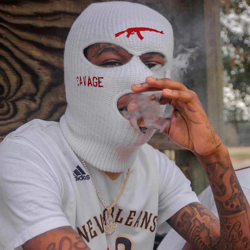 

Fashion Embroidery AK47 Gun Balaclava Ski Face Mask Full Face Cover Ski Mask Double Thermal Knitted Hat for Winter Outdoor Sport