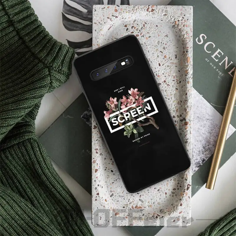 Чехол для мобильного телефона Text flower для Samsung S8 Plus S9 S10 plus S10E lite S10-5G S20 UITRA, цвет черный.