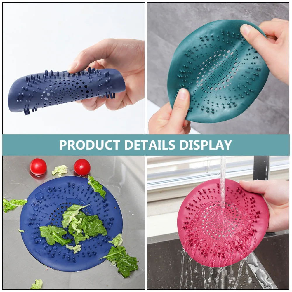 

4pcs Squish Drain Stopper Silicone Hair Stopper Kitchen Sink Strainers