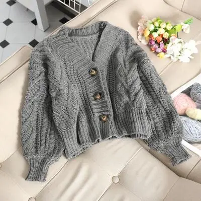 Женские осенне-зимние новые модные однотонные пеньковые веревки кардиган свитер