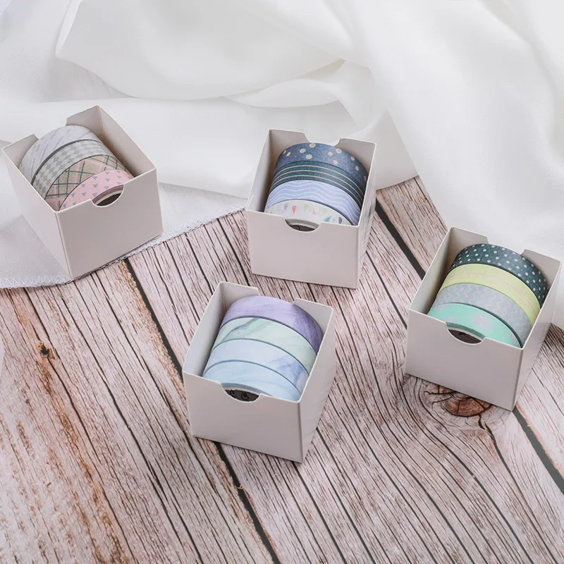 5 шт./упак. в полоску и с рисунками Сетка Набор декоративного скотча Васи