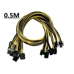 50cm pcie 6pin to 8pin62 male to male pci e power cable for gpu power supply breakout board adapter for ethereum mining free global shipping