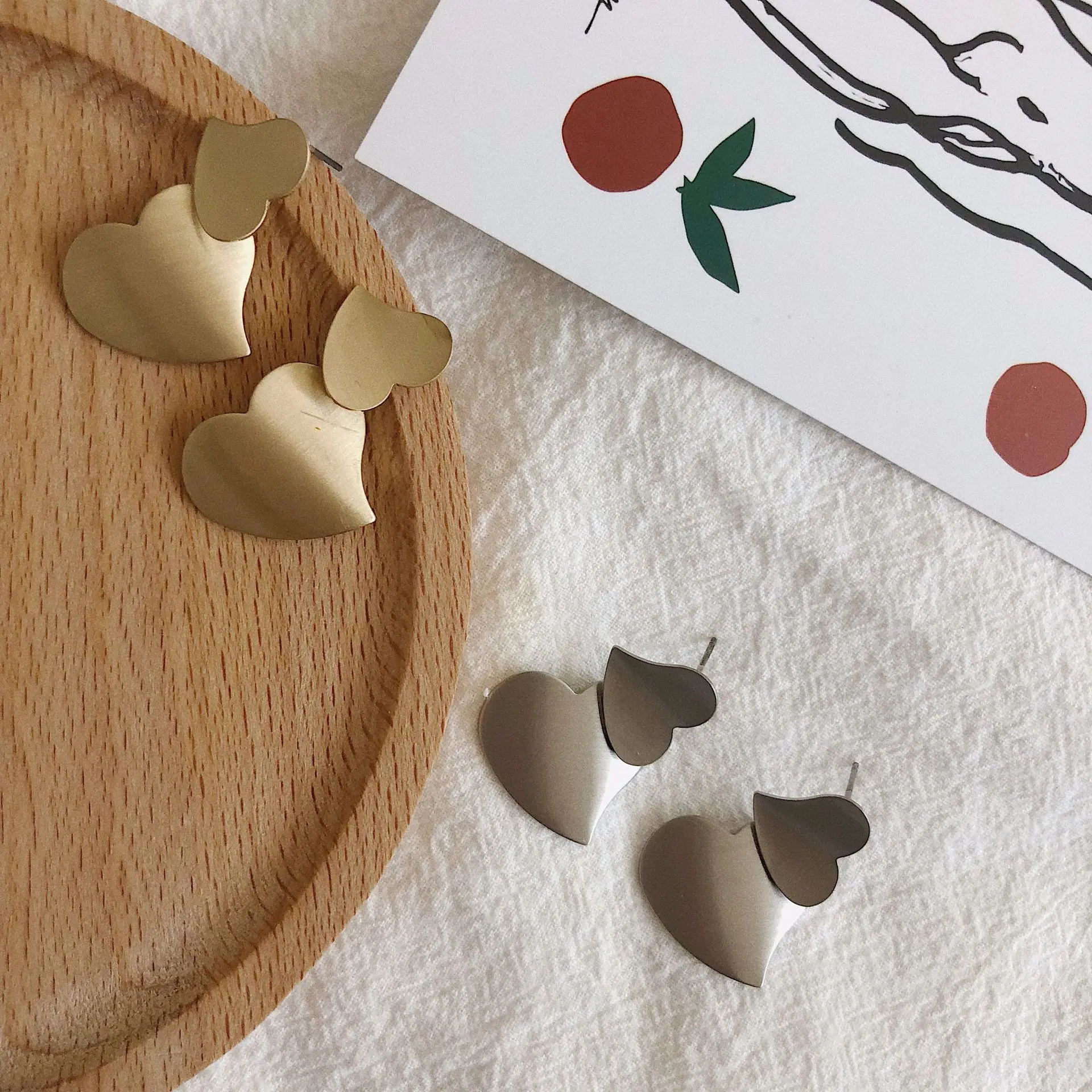 Женские модные серьги 2018 Новое поступление металлические двойные любовные