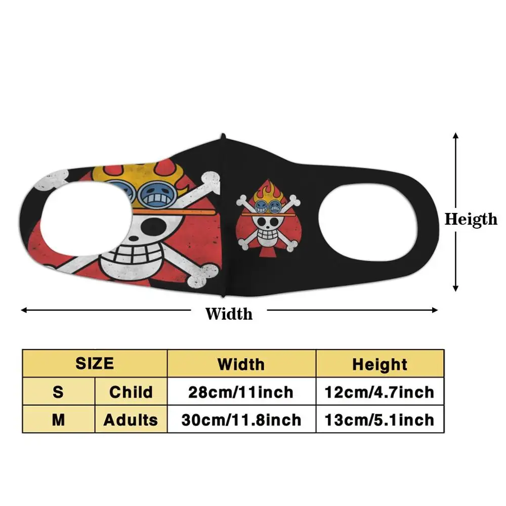 Ace Jolly Roger One Piece Pirate King DIY masque adulte lavable Тканевые маски для лица Защитная маска рта с