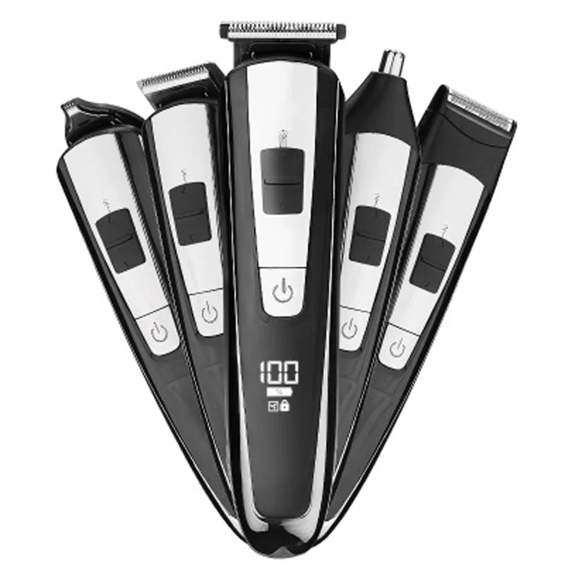 

5 In 1 Professional Electric Hair Clipper LCD Display Men Hair Trimmer Nose Shaver Beard Razor Styling Tools Haircut Machine