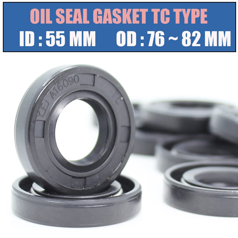 

ID 55mm Oil Seal Gasket TC Inner 55*76/78/80/82/85/90/92/100 mm 1PC NBR Skeleton Seals Nitrile Covered Double Lip With Garter