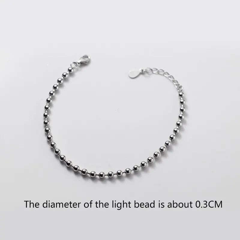 

A00765 Jazaz 925 Sterling Silver Classic Minimalist Round Bead Charm Bracelet & Bracelet for Women Men Vintage Wedding Jewelry