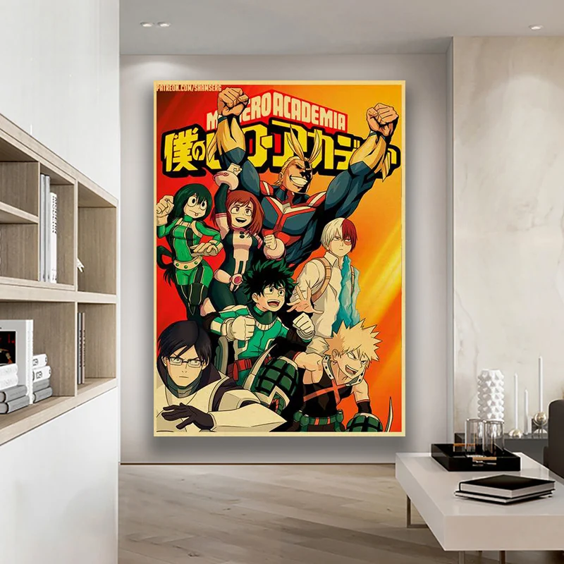 

Janpnese Anime My Hero Academia retro posters kraft wall paper High Quality Painting For Home Decor wall stickers