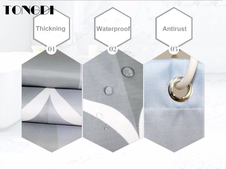 Водонепроницаемая занавеска для душа TONGDI Современная Геометрическая