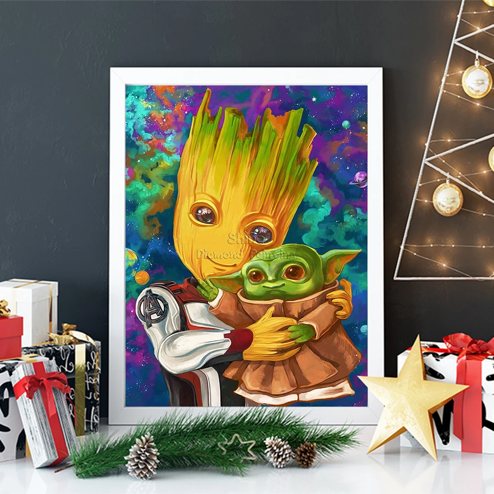 Набор для алмазной мозаики 5D Картина Малыш Грут йода мультфильмы Marvel вышивка