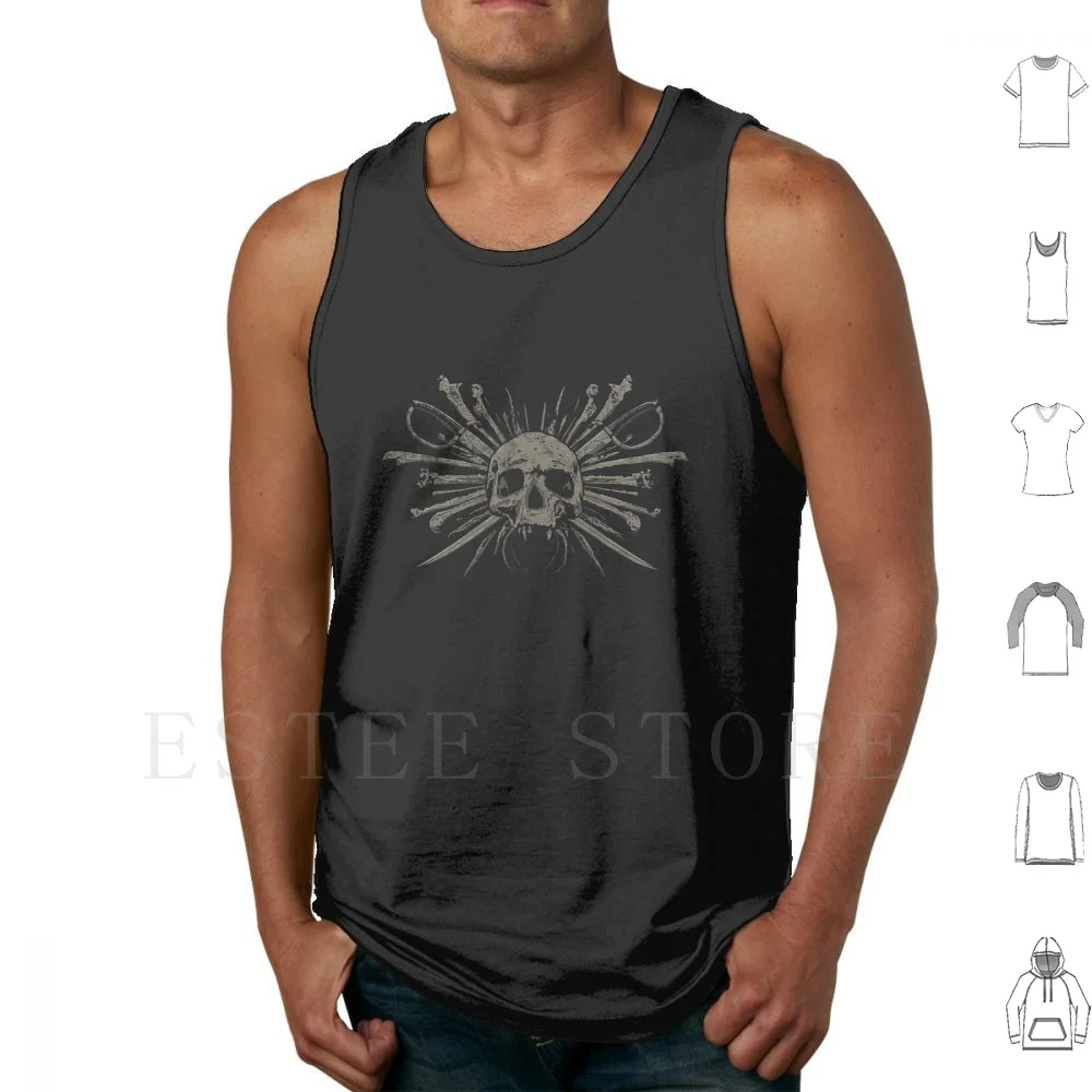 

Jolly Roger Tank Tops Vest Cotton Jolly Roger Pirate Pirates Island Map Treasure Skull Skulls Skeleton