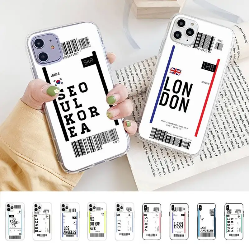 Мир Город Дубай Сингапур Париж Бангкок билет Телефон чехол для iPhone 8 7 6 6S Plus X 5S SE 2020