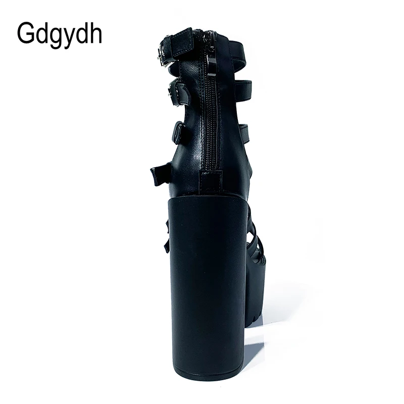 Женские сандалии гладиаторы Gdgydh черные обувь на платформе и высоком каблуке 14 см